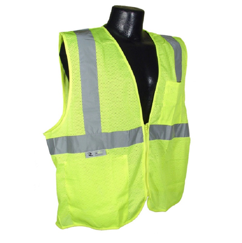 Economy Mesh Safety Vest w/Zipper Closure Hi-Vix Green